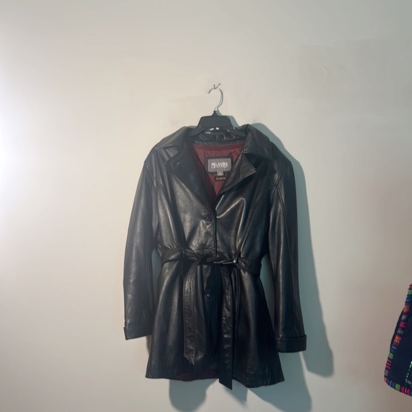 VINTAGE Wilson’s Leather Black Button tie coat jacket women size Large - Picture 6 of 7